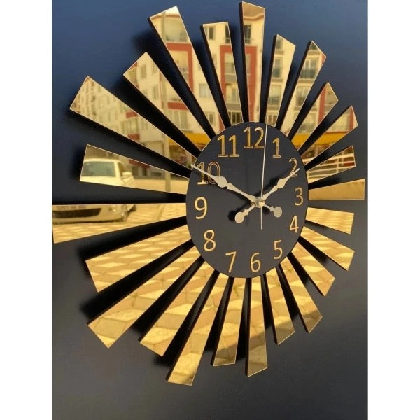 Black Gold Mirrored Acrylic Piano Model Home Gift Wall Clock with Numbers