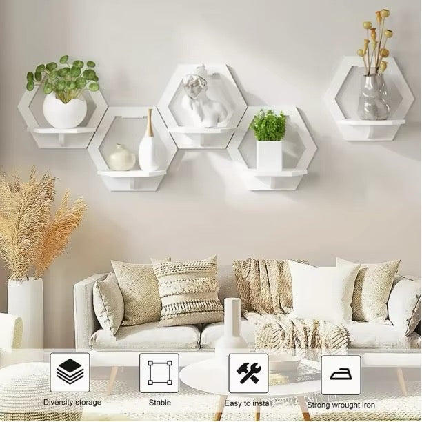 White Wall Organizer Wall Shelf Set Bedside