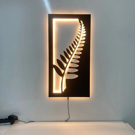 Large leaf decor with neon light